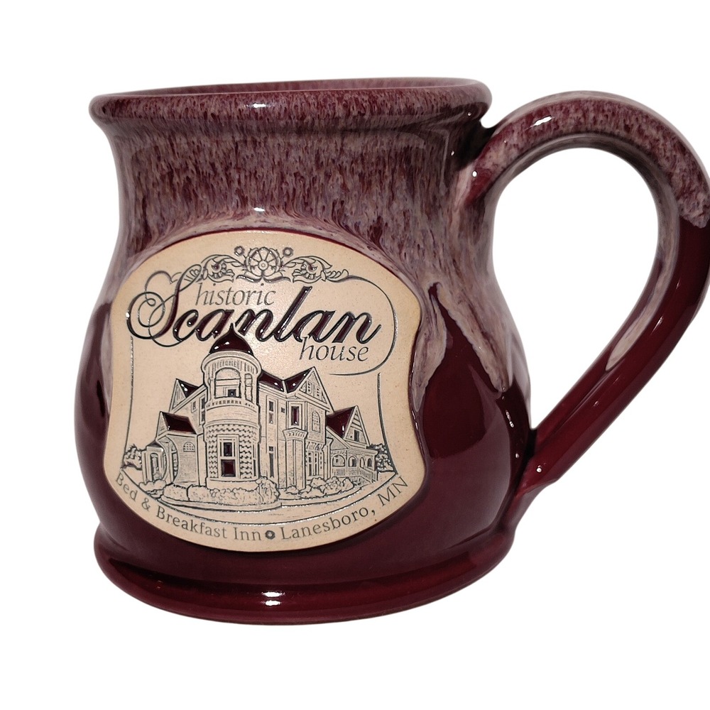 Deneen Pottery Historic Scanlan House Lanesboro, MN Burgundy Drip Glaze Mug